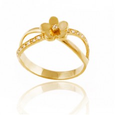 ANEL FLOR C/ 3,90G OURO 18K E 0,12CT BRILHANTE