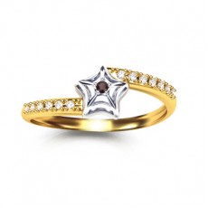 ANEL STAR COM 1,45G OURO 18K E 13 ZIRCONIAS BRANCA E 1 ZIRCONIA FUME