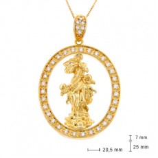 PINGENTE NOSSA SENHORA DESATADORA DOS NOS C/ 4,90G OURO 18K R 40 ZIRCONIAS BRANCA