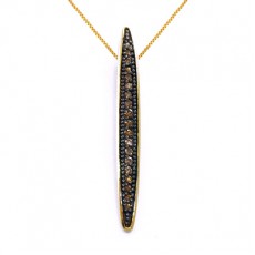 PINGENTE FOLHAS C/ 1,20G OURO 18K E 19 ZIRCONIAS BRANCA