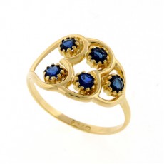 ANEL CACHO C/ 2,90G OURO 18K E 0,67CT SAFIRA AZUL