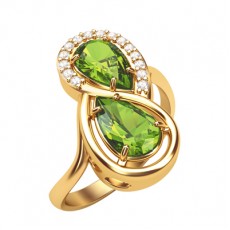 ANEL FOLHAS INVERSAS - AB 0,09 CT/ PERIDOTO- 17 Ø