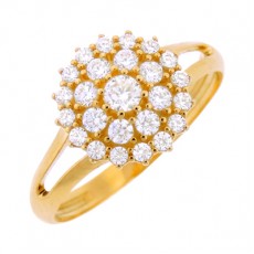 ANEL RAMALHETE C/ 3,35G OURO 18K E 25 ZIRC BRANCA