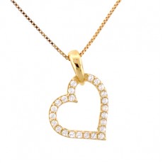 PINGENTE ALGEMA CORACAO COM 0,70G OURO 18K E 0,12CT BRILHANTE