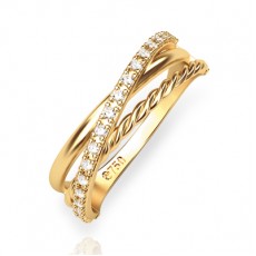 ANEL ENTRELACE COM 2,35G OURO 18K E 0,08CT BRILHANTE