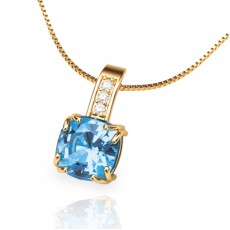 PINGENTE ANTIQUE COM 0,5G OURO 18K, 0,01CT E 0,65CT TOPAZIO AZUL