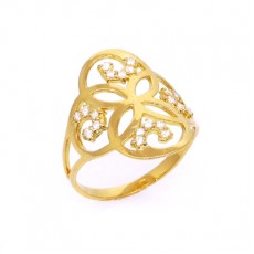 ANEL ESPIRAIS C/ 2,90G OURO 18K E 20 ZIRCONIAS BRANCA