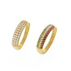 ANEL PAVE C/ 2,15G OURO 18 K E 39 ZIRCONIAS BRANCA