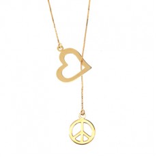 COLAR LARIAT PEACE AND LOVE COM 1,75G OURO 18K