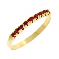 MEIA ALIANCA C/ 1,0G OURO 18K E 0,21CT RUBI