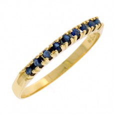 MEIA ALIANCA C/ 1,30G OURO 18K E 0,29CT SAFIRA AZUL